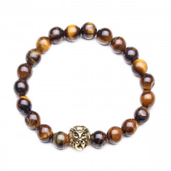 8mm Zinc Alloy Lava Stone Expandable Beaded Lion Bracelet